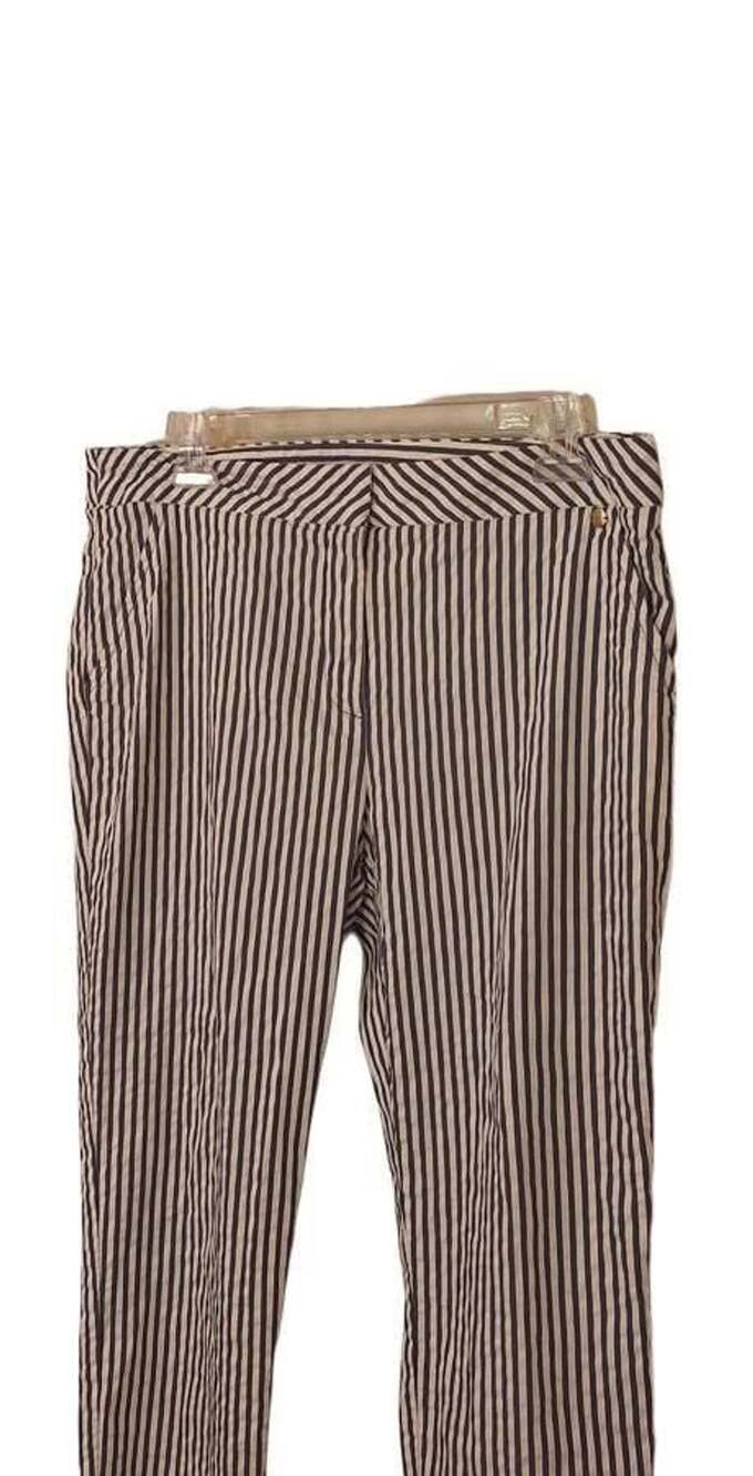 Trina Turk Womens Size 10 Blue White Stripe Linen Blend Ankle Pants Slacks USA